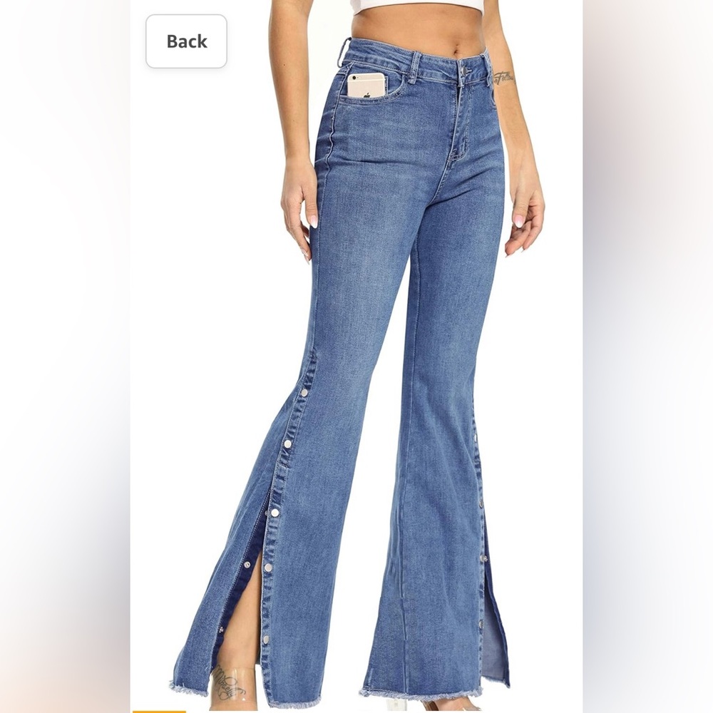 Bell Bottom Jeans with Button Legs